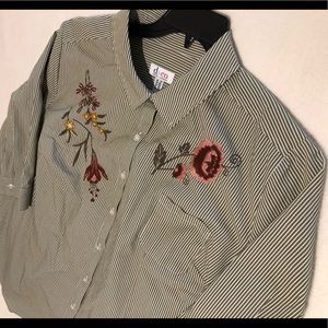 D&Co Ladies 2X Blouse 3/4 sleeves olive green🍂👒